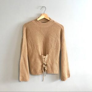 Ivory Sweater with “Corset” Detailing